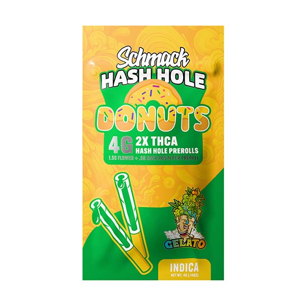 Schmack Donut Hash Hole – 2ct (4g Total) | THCa Infused Pre-Rolls with Hash Rosin
