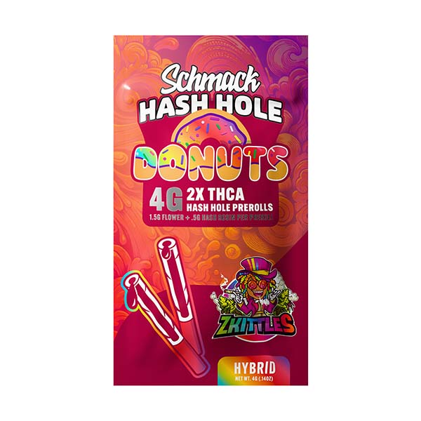 Schmack Donut Hash Hole – 2ct (4g Total) | THCa Infused Pre-Rolls with Hash Rosin